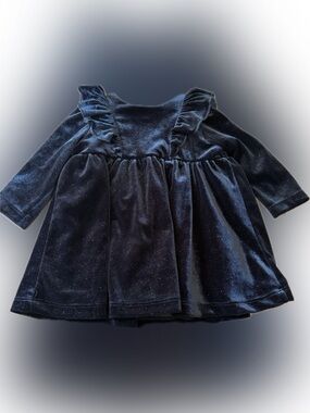 Velvet Ruffle Baby Dress in Black with Sparkles